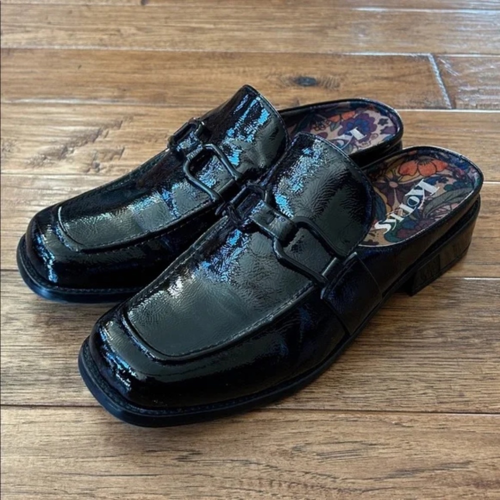 Korks Kork Ease Laporte Bit Loafer Mules Black Patent Faux Leather Size 9 - Picture 5 of 10
